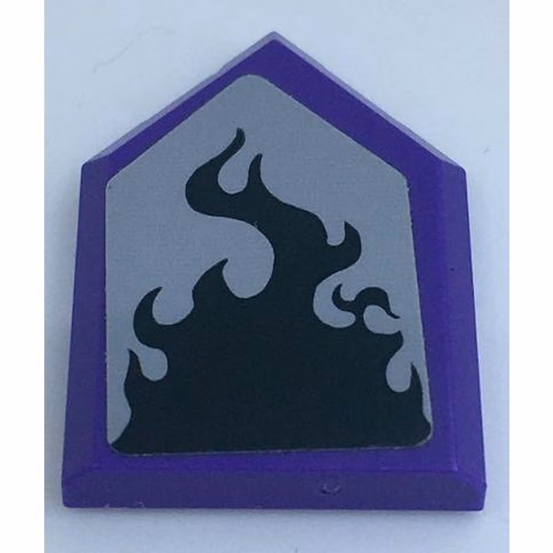 Tile, Modified 2 x 3 Pentagonal with Black Flame on Light Bluish Gray Background Pattern (Sticker) - Set 41152
