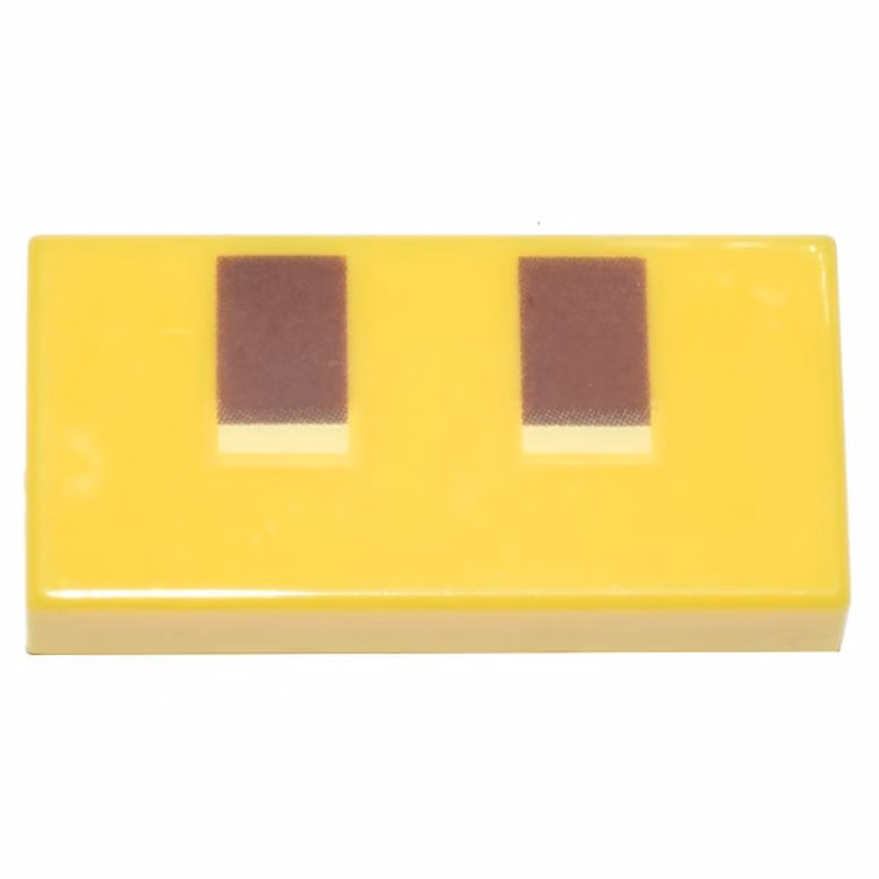 Tile 1 x 2 with Pixelated Reddish Brown and Bright Light Yellow Rectangles Pattern (Minecraft Sniffer Nostrils)