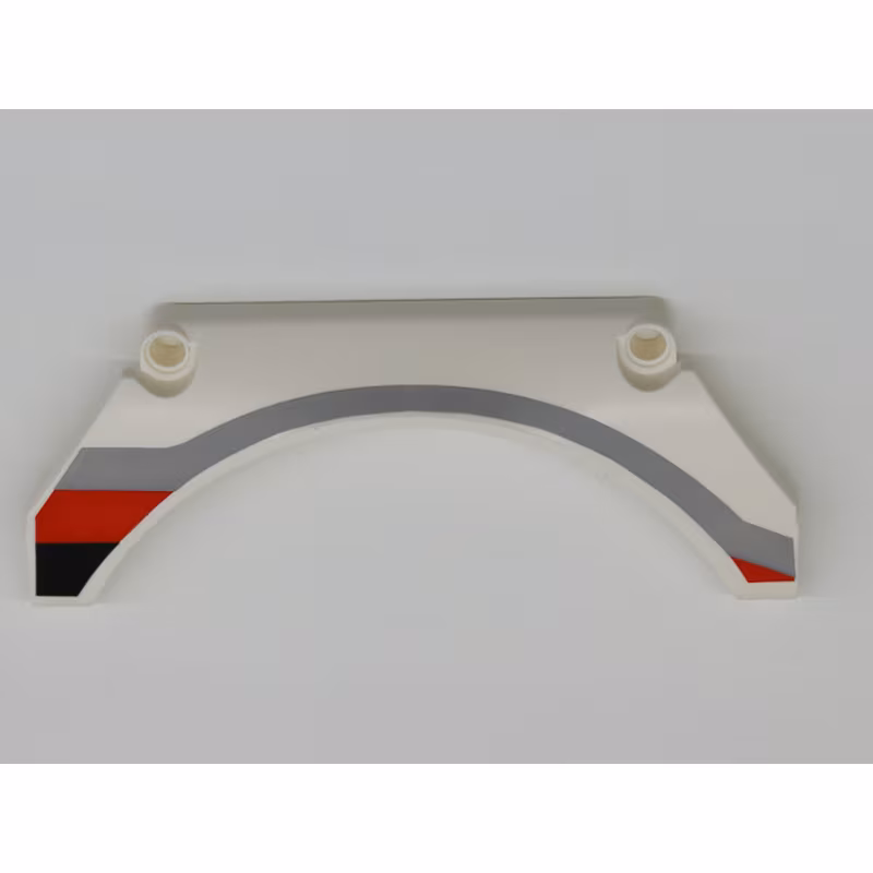 Technic, Panel Car Mudguard Arched 13 x 2 x 5 Straight Top with Black, Red and Gray Stripes Pattern Model Front Left Side Technic, Panel Car Mudguard Arched 13 x 2 x 5 Straight Top with Black, Red and Gray Stripes Pattern Model Front Left Side