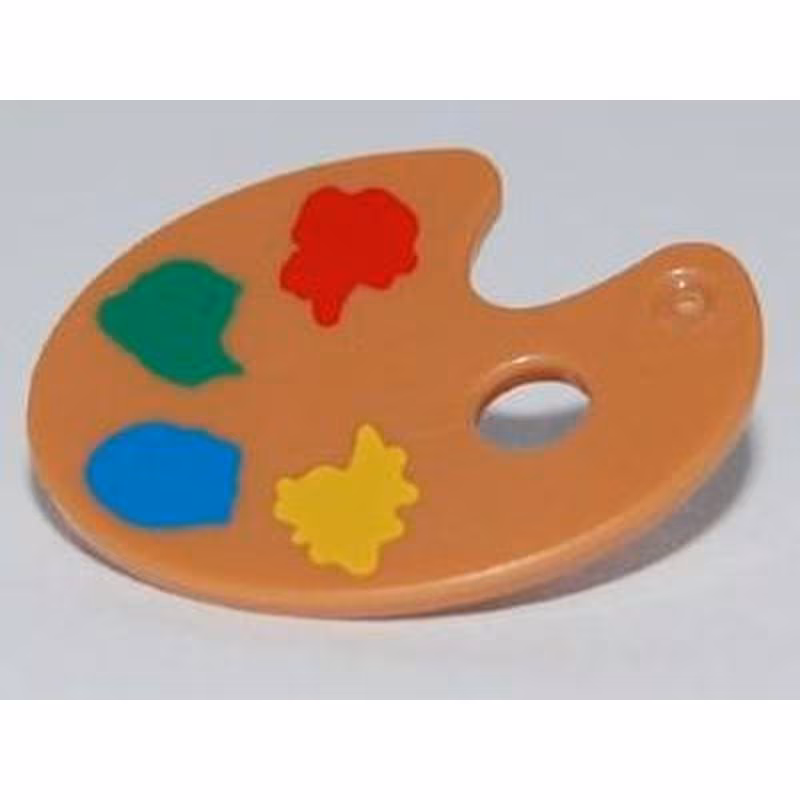 Minifigure, Utensil Paint Palette with Yellow, Blue, Green and Red Paint Spots Pattern Minifigure, Utensil Paint Palette with Yellow, Blue, Green and Red Paint Spots Pattern