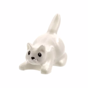 Деталь Lego 6251pb04 Cat, Crouching with Black Eyes, Nose and Whisker Dots Pattern