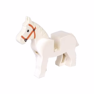 Деталь Lego 4493c01pb04 Horse with Black Eyes, White Pupils and Dark Orange Bridle Pattern
