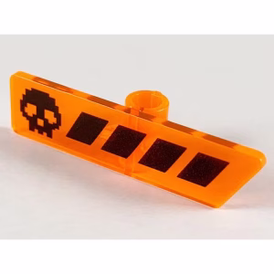Деталь Lego 65191pb02 Minifigure, Utensil Gameplayer Label with Pixelated Black Skull and Broken Stripe / Health Bar Pattern