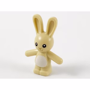 Деталь Lego 66965pb01 Bunny / Rabbit Standing with Black Eyes, Dark Tan Nose and Mouth, White Stomach Pattern