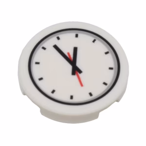 Деталь Lego 14769pb356 Tile, Round 2 x 2 with Bottom Stud Holder with Clock and Red and Black Hands Pattern