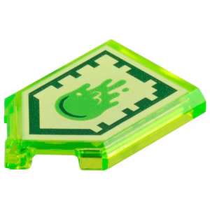 Деталь Lego 22385pb034 Tile, Modified 2 x 3 Pentagonal with Nexo Power Shield Pattern - Slime Blast