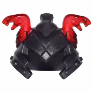 Деталь Lego 24484pb01 Minifigure, Headgear Helmet Ninjago with Cheek Protection and Molded Trans-Red Snake Heads Pattern