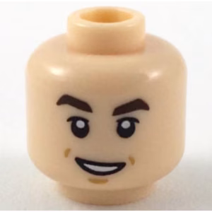Деталь Lego 3626pb2187 Minifigure, Head Dark Brown Eyebrows, Small Lopsided Grin Pattern