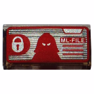 Деталь Lego 3069pb0349 Tile 1 x 2 with Padlock, Head Mask and 'ML-FILE' Pattern