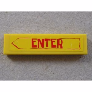 Деталь Lego 2431pb0116 Tile 1 x 4 with Red 'ENTER' in Arrow Pattern (Sticker) - Sets 3825 / 3833