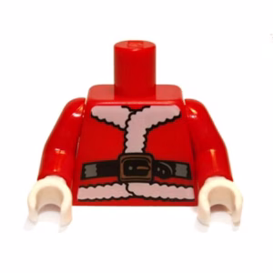 Деталь Lego 973pb1243c01 Torso Santa Jacket with Fur and Black Belt Pattern / Red Arms / White Hands