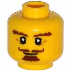 Деталь Lego 3626pb1253 Minifigure, Head Beard Brown, Goatee, Curly Moustache, Bushy Eyebrows, Thin Smile Pattern