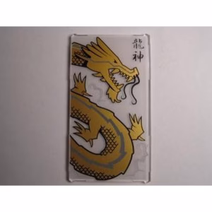 Деталь Lego 57895pb008 Glass for Window 1 x 4 x 6 with Dragon Head and Black Chinese Logogram '龍神' (Dragon God) Pattern