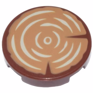 Деталь Lego 14769pb196 Tile, Round 2 x 2 with Bottom Stud Holder with Tree Stump / Wood Grain Pattern