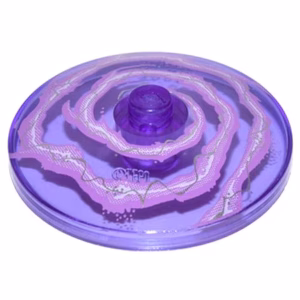 Деталь Lego 3960pb032 Dish 4 x 4 Inverted (Radar) with Solid Stud with White and Lavender Lightning Swirl Pattern
