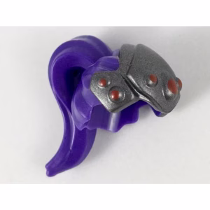 Деталь Lego 44762 Minifigure, Hair Combo, Hair with Headpiece, Pulled Back with Ponytail, Pearl Dark Gray Headpiece with 7 Red Circles Pattern