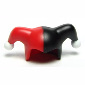 Деталь Lego 62537pb01 Minifigure, Headgear Jester's Cap with Black Left Side and White Pom Poms Pattern