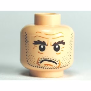Деталь Lego 3626pb0484 Minifigure, Head Stubble, Bushy Eyebrows, Forehead Lines Pattern (HP Argus Filch)