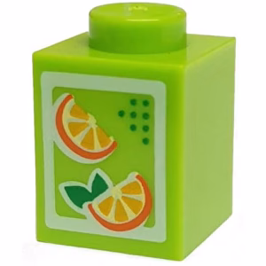 Деталь Lego 3005pb017 Brick 1 x 1 with Oranges Pattern (Juice Carton)
