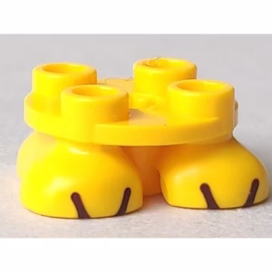 Деталь Lego 66858pb01 Legs with Plate Round 2 x 2 and Axle Hole - 2 Feet with Black Lines Pattern (Super Mario Buzzy Beetle / Spiny)