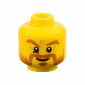 Деталь Lego 3626pb0652 Minifigure, Head Dark Orange Bushy Eyebrows, Moustache, Mutton Chops, Sideburns, and Soul Patch, Furrowed Brow, Mischievous Grin Pattern
