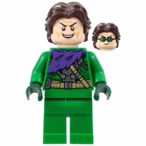 Минифигурка Lego sh0888 Green Goblin - Green Outfit without Mask, Dark Brown Hair