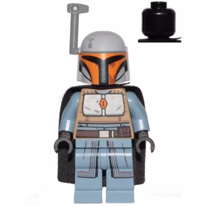 Минифигурка Lego sw1077 Mandalorian Tribe Warrior - Female, Black Cape, Light Bluish Gray Helmet with Antenna / Rangefinder