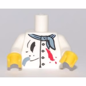 Деталь Lego 973pb0848c01 Torso Painter's Smock with Buttons, Scarf and Paint Spots Pattern / White Arms/ Yellow Hands