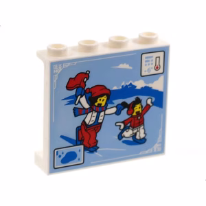 Деталь Lego 60581pb200 Panel 1 x 4 x 3 with Side Supports - Hollow Studs with Ice Skating Scene Pattern