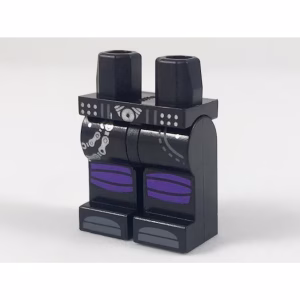 Деталь Lego 970c00pb0819 Hips and Legs with Silver Buckle and Chain, Dark Purple Knee Wrappings, Dark Bluish Gray Toes Pattern