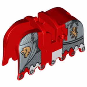 Деталь Lego 2490pb08 Horse Barding, Ruffled Edge with Gold Lions and Silver Plate Armor Pattern