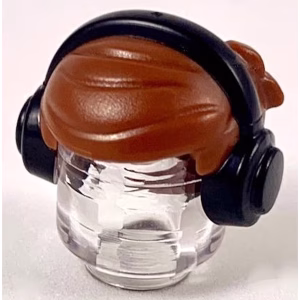 Деталь Lego 39514pb01 Minifigure, Hair Short with 2 Locks on Left Side with Black Headphones Pattern